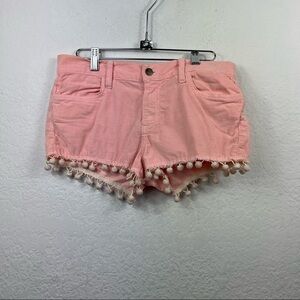 ❤️ WILDFOX Tassels Denim Cotton Shorts Pink